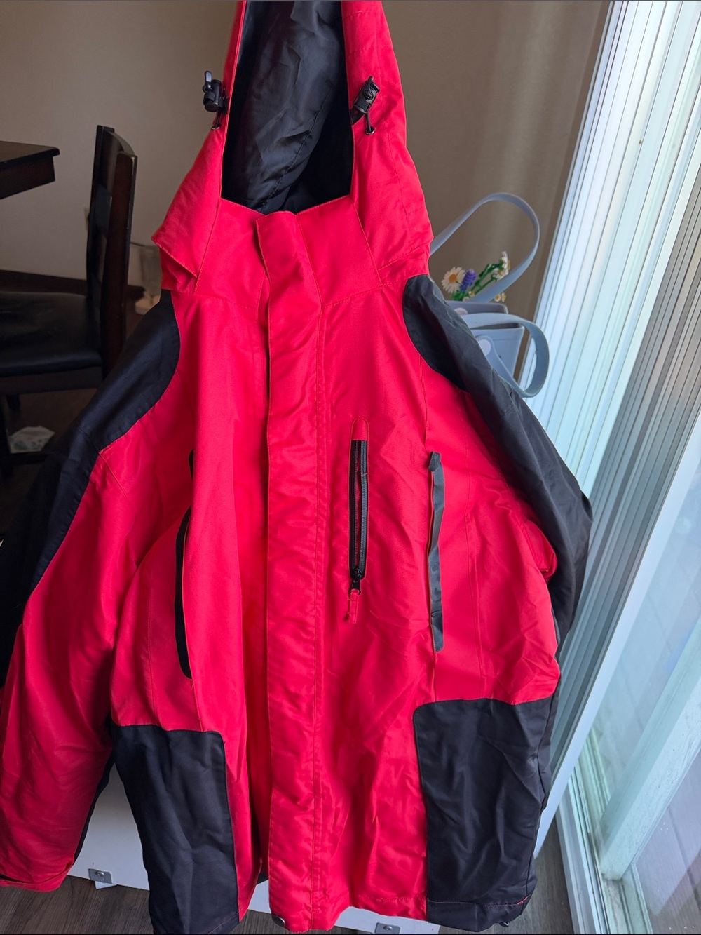 Pulse Red and Black Ski Jacket with Hood